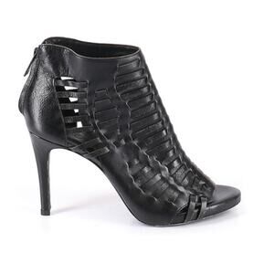 Joie Black Braided Leather Peep Toe Ankle Boots